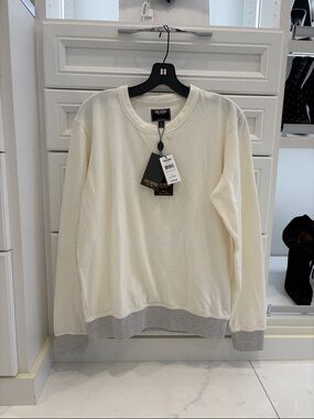 Todd Snyder Off white Crewneck Terry Sweatshirt with Gray Trim